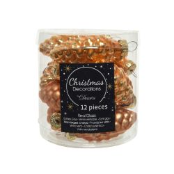 Decoris Dennenappel glas mix amber