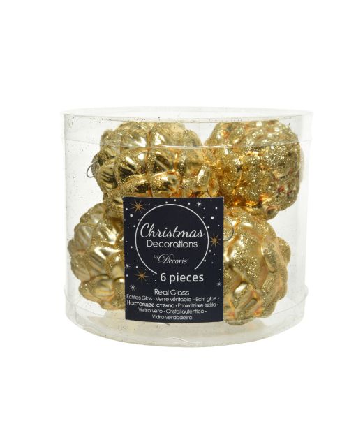 Decoris Dennenappel glas mix licht goud