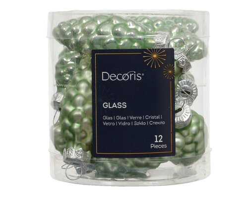 Decoris Dennenappel glas mix matcha green dia2.5cm x H.6cm - afbeelding 1