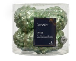 Decoris Dennenappel glas mix matcha green dia5cm x H.7cm - afbeelding 1