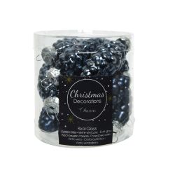 Decoris Dennenappel glas shiny,matt mix nachtblauw dia2.5cm x H.6cm - afbeelding 1