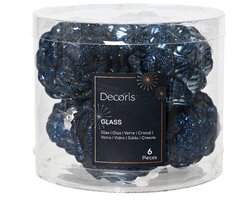 Decoris Dennenappel glas mix nachtblauw dia5cm x H.7cm - afbeelding 1