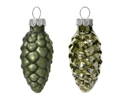 Decoris Dennenappel glas mix rosemarijn dia2.5cm x H.6cm - afbeelding 2