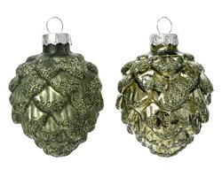 Decoris Dennenappel glas mix rosemarijn dia5cm x H.7cm - afbeelding 2