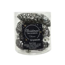 Decoris Dennenappel glas mix warm grijs