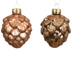 Decoris Dennenappel glas sh-mt gl mix - afbeelding 2