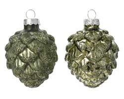 Decoris Dennenappel glas shiny, matt gl mix - afbeelding 2