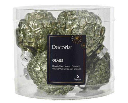 Decoris Dennenappel glas shiny, matt gl mix - afbeelding 1