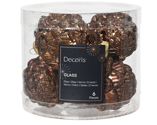 Decoris Dennenappel glas shiny-matt glitter mix - afbeelding 1