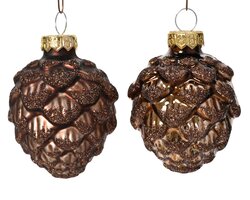 Decoris Dennenappel glas shiny-matt glitter mix - afbeelding 2