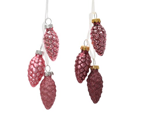 Decoris Dennenappel glas shiny,matt,glitter mix - afbeelding 1