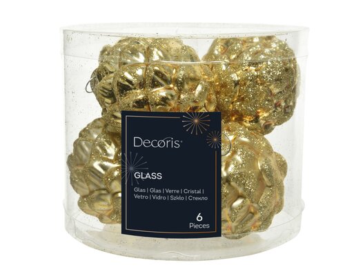 Decoris Dennenappel glas shiny,matt glitter mix - afbeelding 1