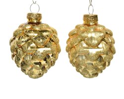 Decoris Dennenappel glas shiny,matt glitter mix - afbeelding 2