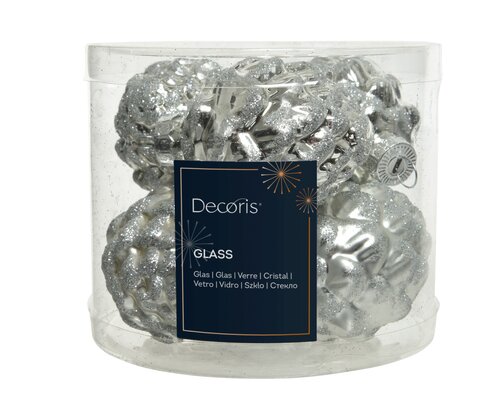 Decoris Dennenappel glas shiny,matt glitter mix - afbeelding 1