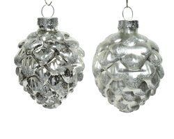 Decoris Dennenappel glas shiny,matt glitter mix - afbeelding 2
