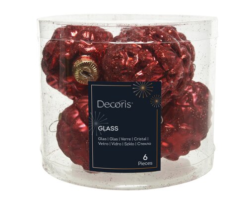 Decoris Dennenappel glas shiny,matt glitter mix - afbeelding 1