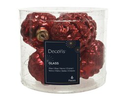 Decoris Dennenappel glas shiny,matt glitter mix - afbeelding 1