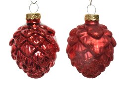 Decoris Dennenappel glas shiny,matt glitter mix - afbeelding 2