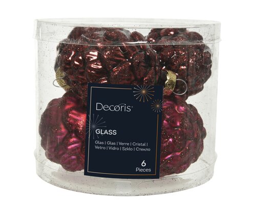 Decoris Dennenappel glas shiny,matt glitter mix - afbeelding 1