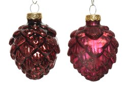 Decoris Dennenappel glas shiny,matt glitter mix - afbeelding 2