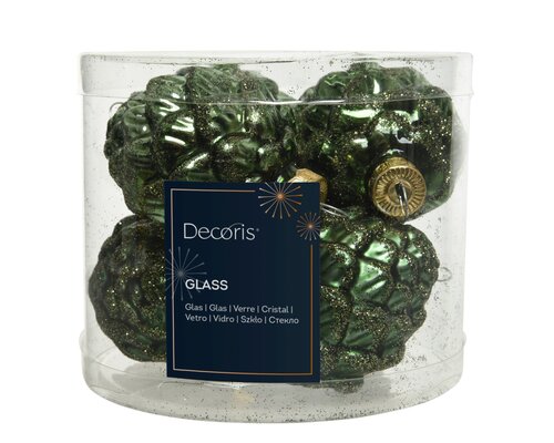 Decoris Dennenappel glas shiny,matt glitter mix - afbeelding 1