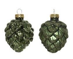 Decoris Dennenappel glas shiny,matt glitter mix - afbeelding 2