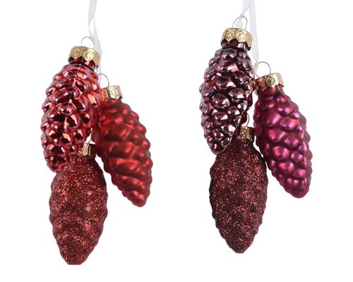 Decoris Dennenappel glas shiny,matt,glitter mix - afbeelding 1