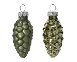 Decoris Dennenappel glas shiny, matt mix - afbeelding 2