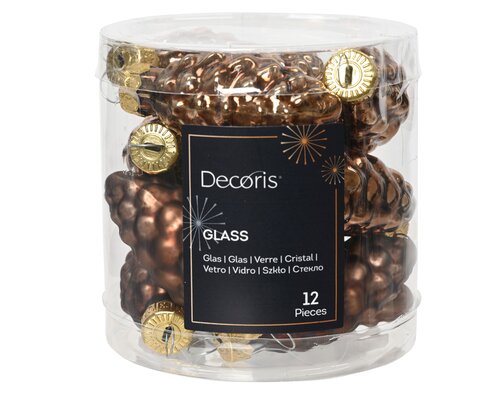 Decoris Dennenappel glas shiny-matt mix - afbeelding 1