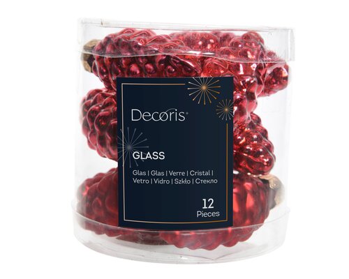 Decoris Dennenappel glas shiny,matt mix - afbeelding 1