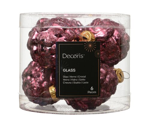 Decoris Dennenappel glas shiny - matt mix - afbeelding 1