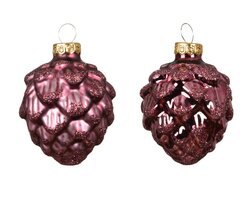 Decoris Dennenappel glas shiny - matt mix - afbeelding 2