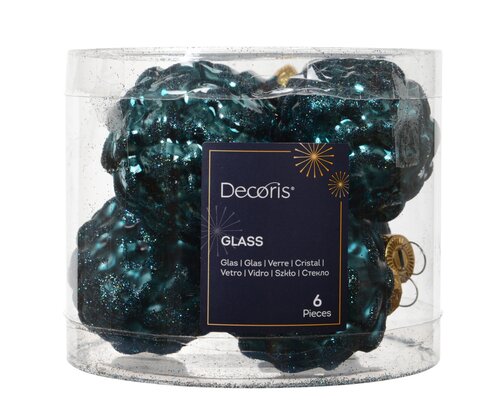 Decoris Dennenappel glas shiny - matt mix - afbeelding 1