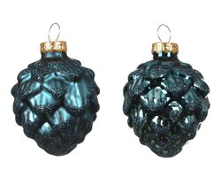 Decoris Dennenappel glas shiny - matt mix - afbeelding 2