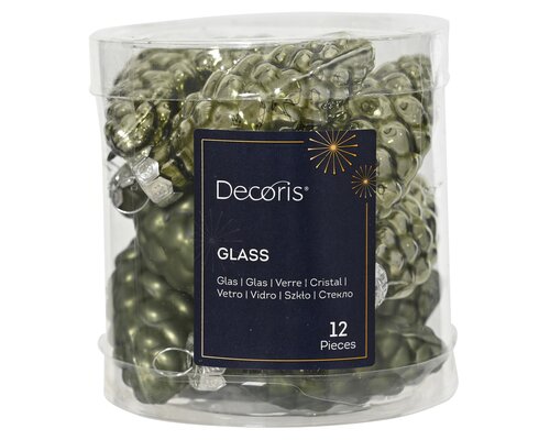 Decoris Dennenappel glas shiny, matt mix - afbeelding 1
