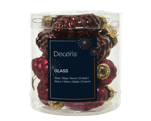 Decoris Dennenappel glas shiny,matt mix - afbeelding 1