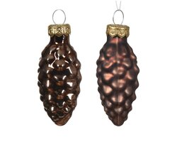 Decoris Dennenappel glas shiny-matt mix - afbeelding 2
