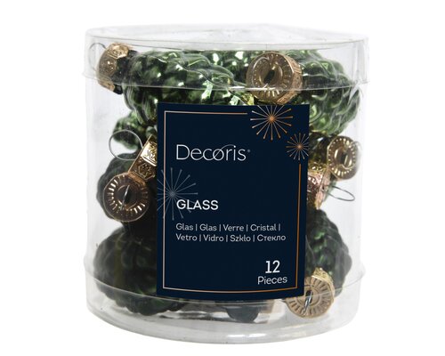 Decoris Dennenappel glas shiny,matt mix - afbeelding 1