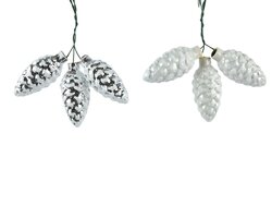 Decoris Dennenappel op draad glas shiny/enamel w gltter 2col ass - afbeelding 1
