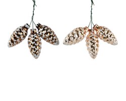 Decoris Dennenappel op draad glas shiny w glitter 2col ass - afbeelding 1