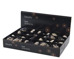 Decoris Dennenappel op draad glas shiny w glitter 2col ass - afbeelding 2