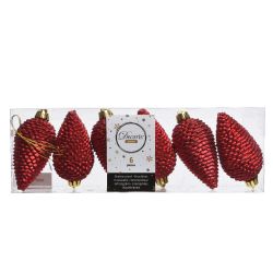 Decoris Dennenappel polystyreen glitter kerstrood dia4.5cm x H.8cm
