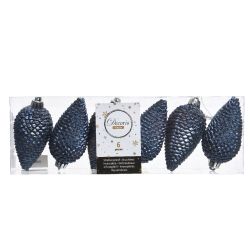 Decoris Dennenappel polystyreen glitter nachtblauw dia4.5cm x H.8cm