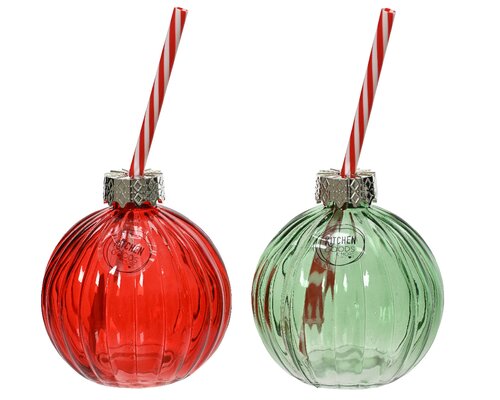 Decoris Drankpot glas 2col ass