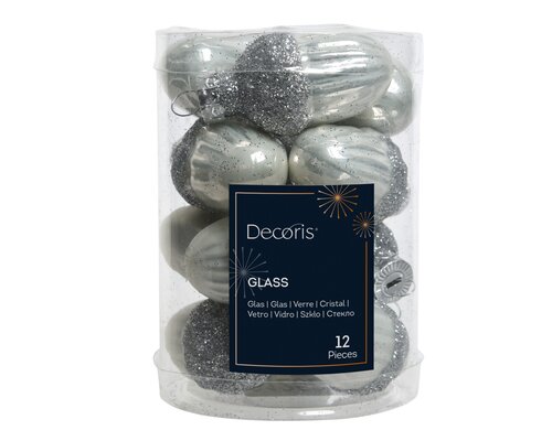 Decoris Eikel glas enamel-matt silver glitter mix - afbeelding 1