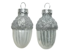Decoris Eikel glas enamel-matt silver glitter mix - afbeelding 2