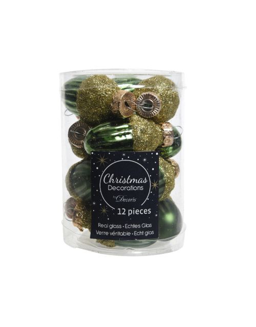 Decoris Eikel glas mix dennengroen