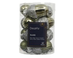 Decoris Eikel glas sh-extra mt silver glitter mix - afbeelding 1