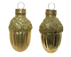 Decoris Eikel glas shiny,matt gold glitter mix - afbeelding 2