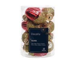 Decoris Eikel glas shiny,matt gold glitter mix - afbeelding 1